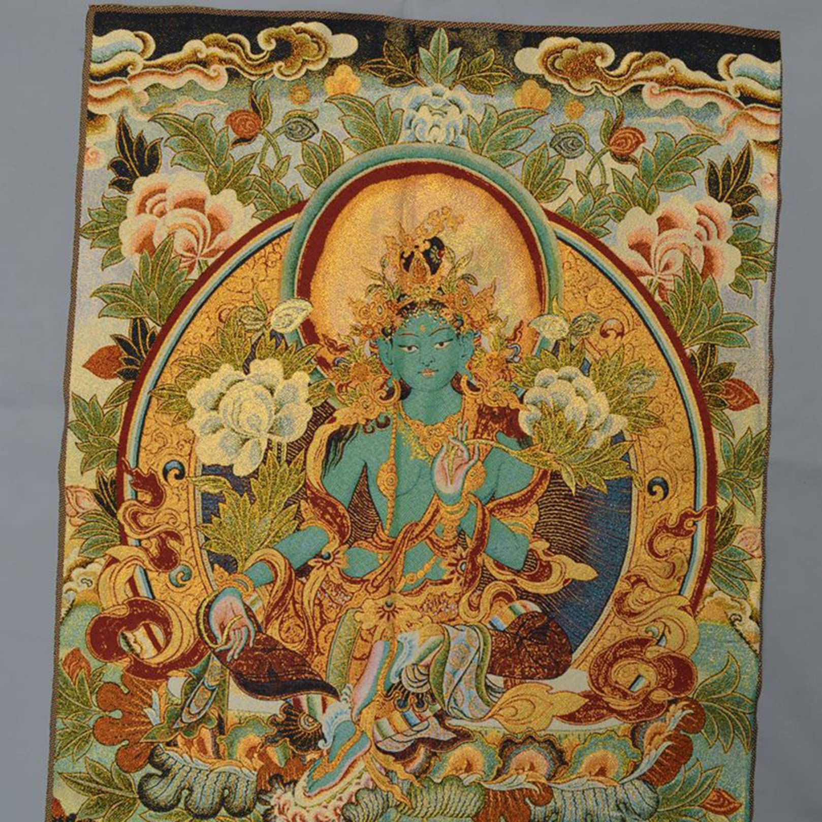 Thangka Dipinto Sospeso Tara Verde Avalokitesvara Arazzo Tibetano Thangka per Poster di Arredamento Moderno per La Camera da Letto della Famiglia (Size : 60x90cm(23x35inch))