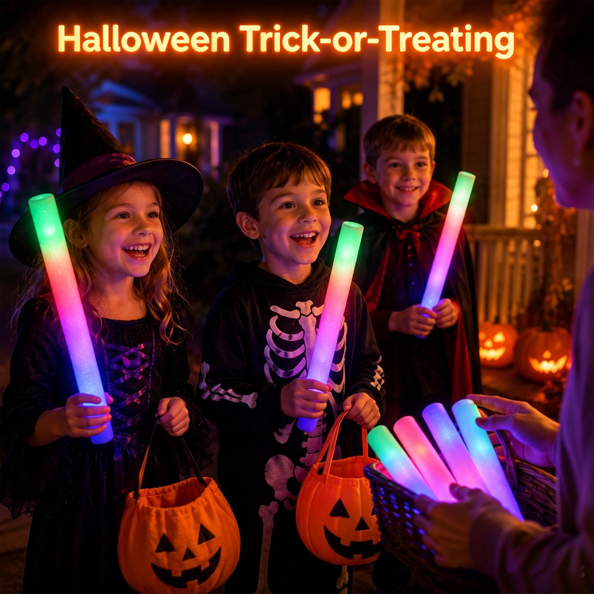 50 Pezzi Bastoncini Luminosi LED in Schiuma Lampeggianti 3 Modalità Colore Tubi Luminosi per Matrimonio e Neon Party Gadget Articoli per Feste Compleanno Concerto Halloween Natale