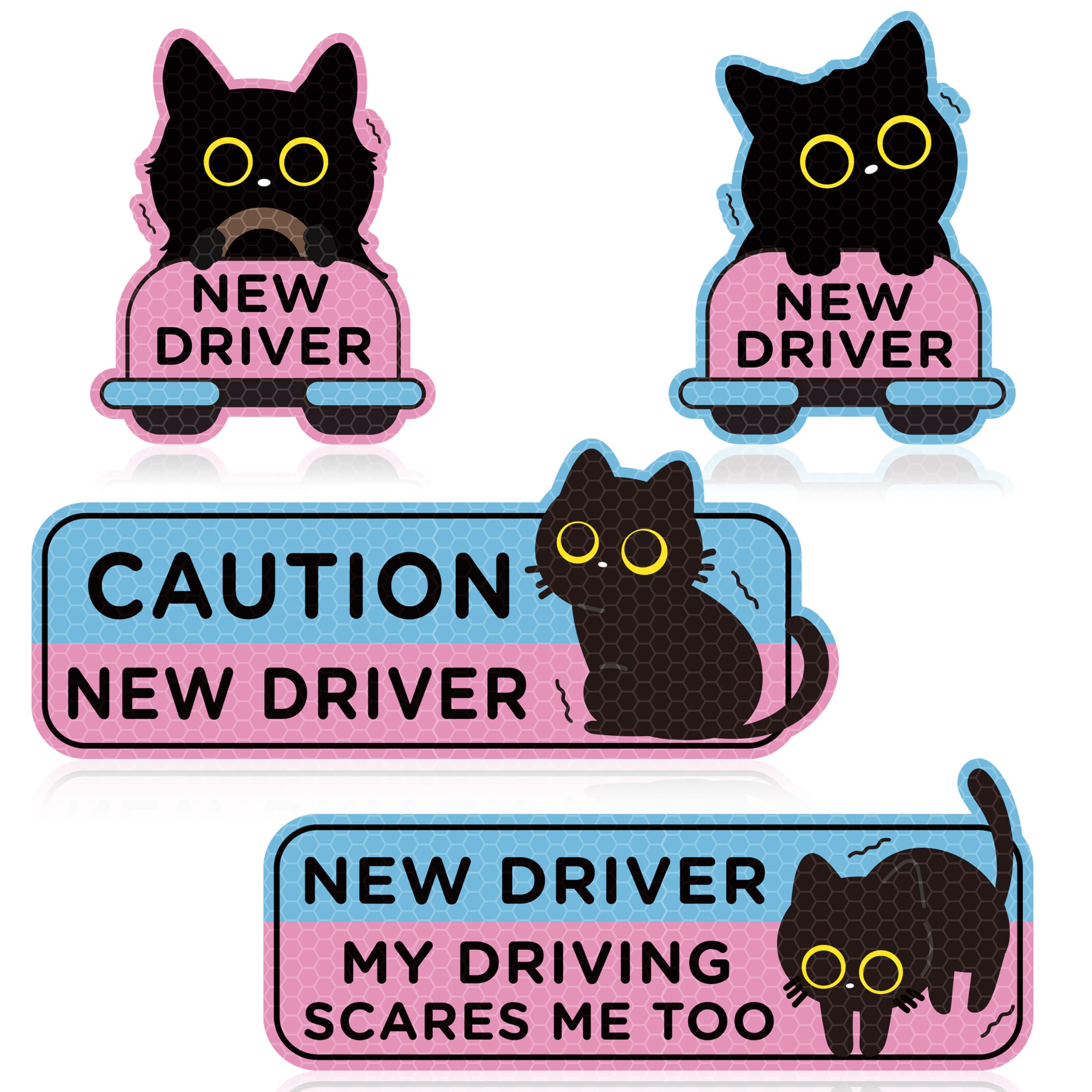CNhoqc Student Driver Car Magnet, 4 Pcs Cute Black Cat Automative Magnet