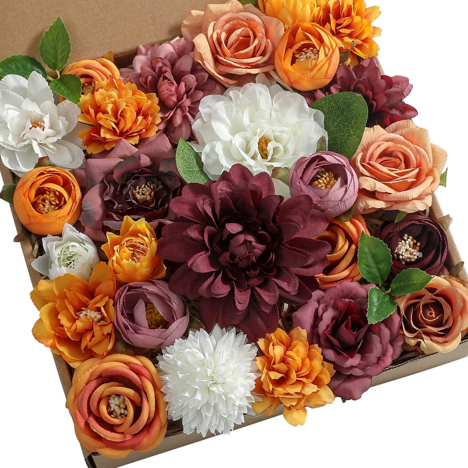 Serra Flora 26Heads Artificial Flowers Bulk Wedding Decorations Mix Silk Fake Flowers for DIY Handmade Bouquets Combo Centerpieces Arrangements Party Bridal Baby Shower Home Decor(Orange red)