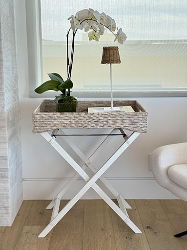 Miniatura 7 de KOUBOO La Jolla - Bandeja de ratán con soporte plegable de madera, color marrón miel