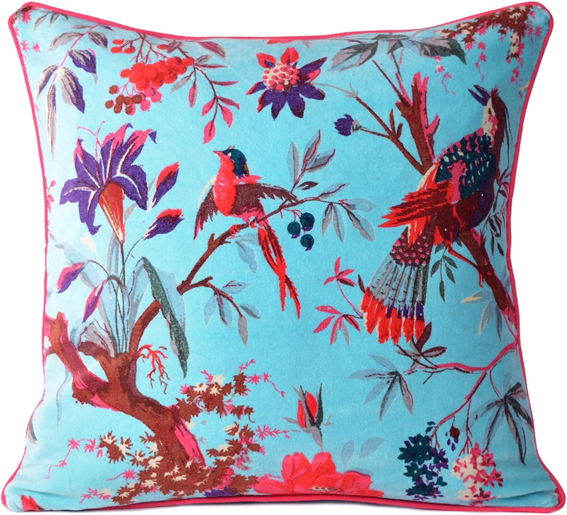 Velvet Throw Pillow Cover Brushed Cotton Case Cushion Cover Case Home Sofa Decorative 16 X 16 Inch (Blue)