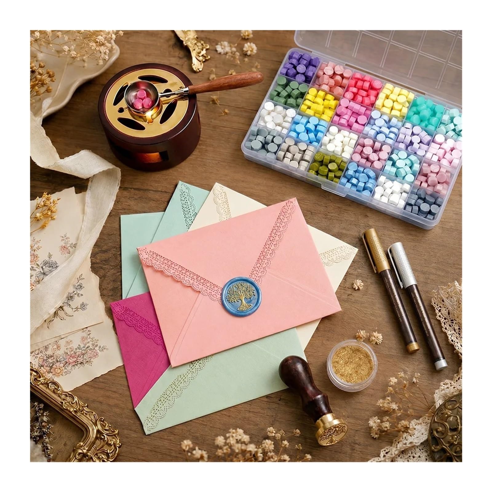 Ceralacca Set Di Timbri for Sigillo Di Cera | Kit di sigillatura laccato Forniture artigianali fai-da-te Scrapbooking Decorazioni for inviti for feste di matrimonio