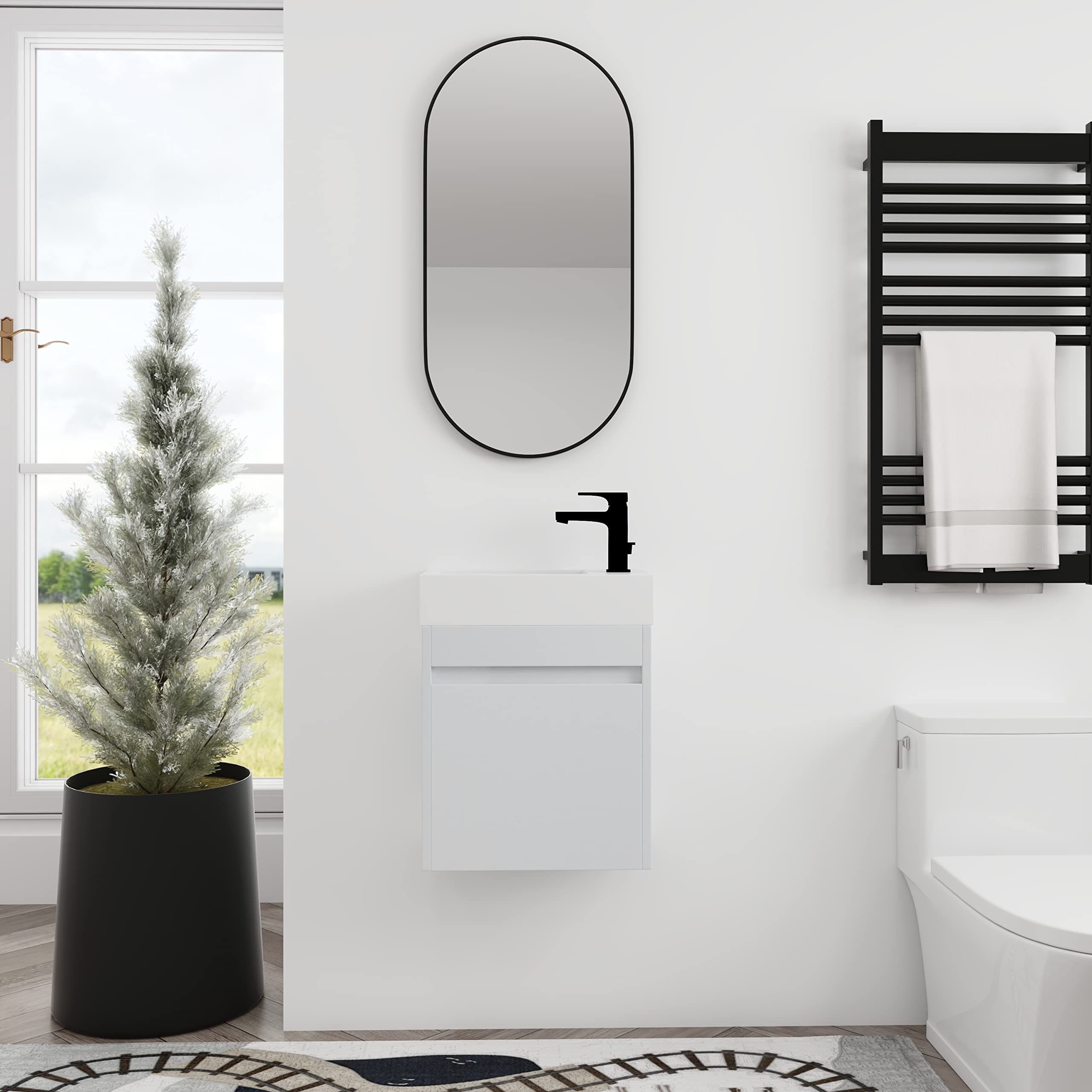 San Merah 18 inch wall mounted bathroom vanity with sink