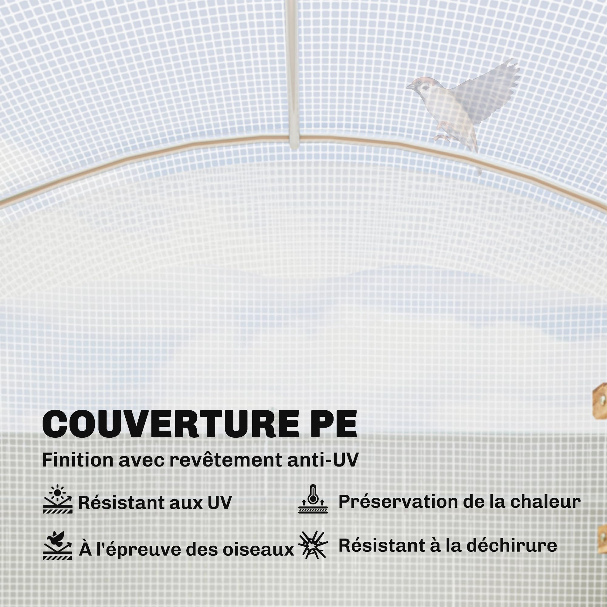 Outsunny Serre Tunnel de Jardin 6m² Serre de Jardin Tunnel bâche PE 220g/m² avec Porte Bords prolongés de 50 cm pour extérieur Toutes Saisons légumes Fruits Fleurs 300x200x195cm Blanc