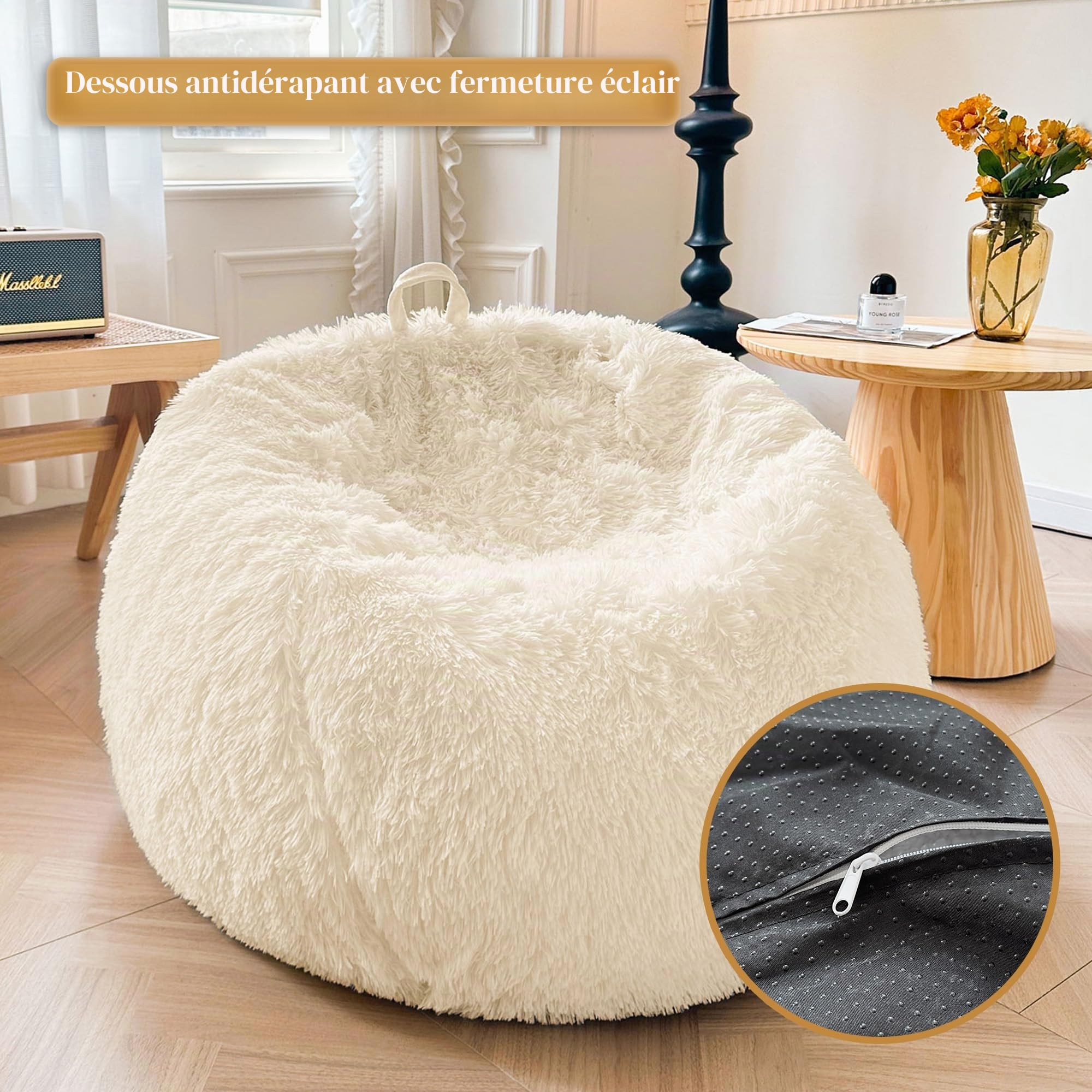 XeGe Housse de pouf en peluche (sans rembourrage) en fausse fourrure, lavable, ultra douce pour jouets en peluche ou tissus, grande taille pour adultes, enfants et adolescents