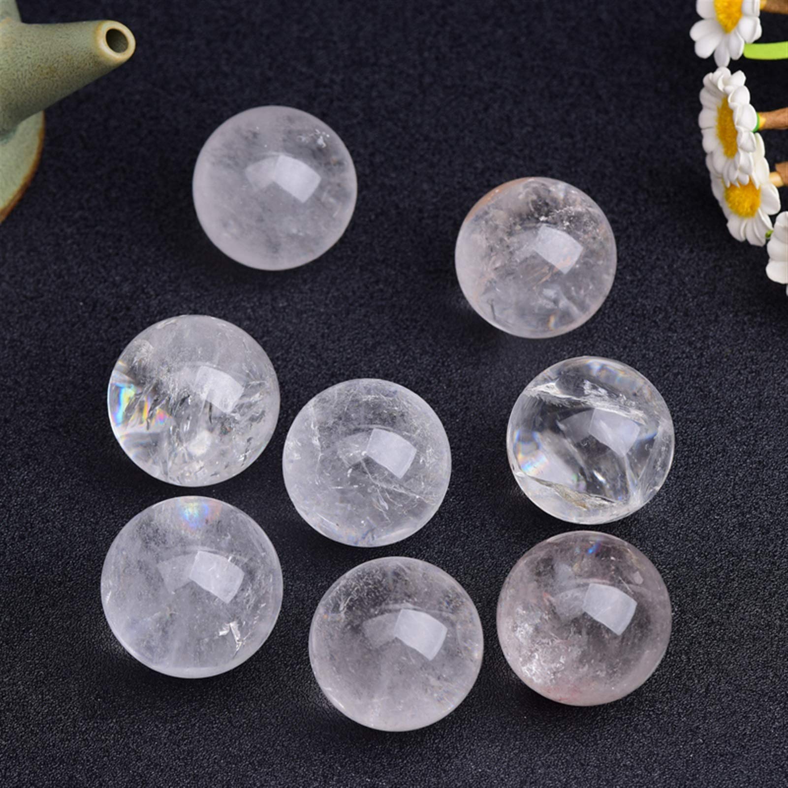 Amazon.co.jp: 透明な白の水晶玉天然石工芸品クリスタルボールルーム
