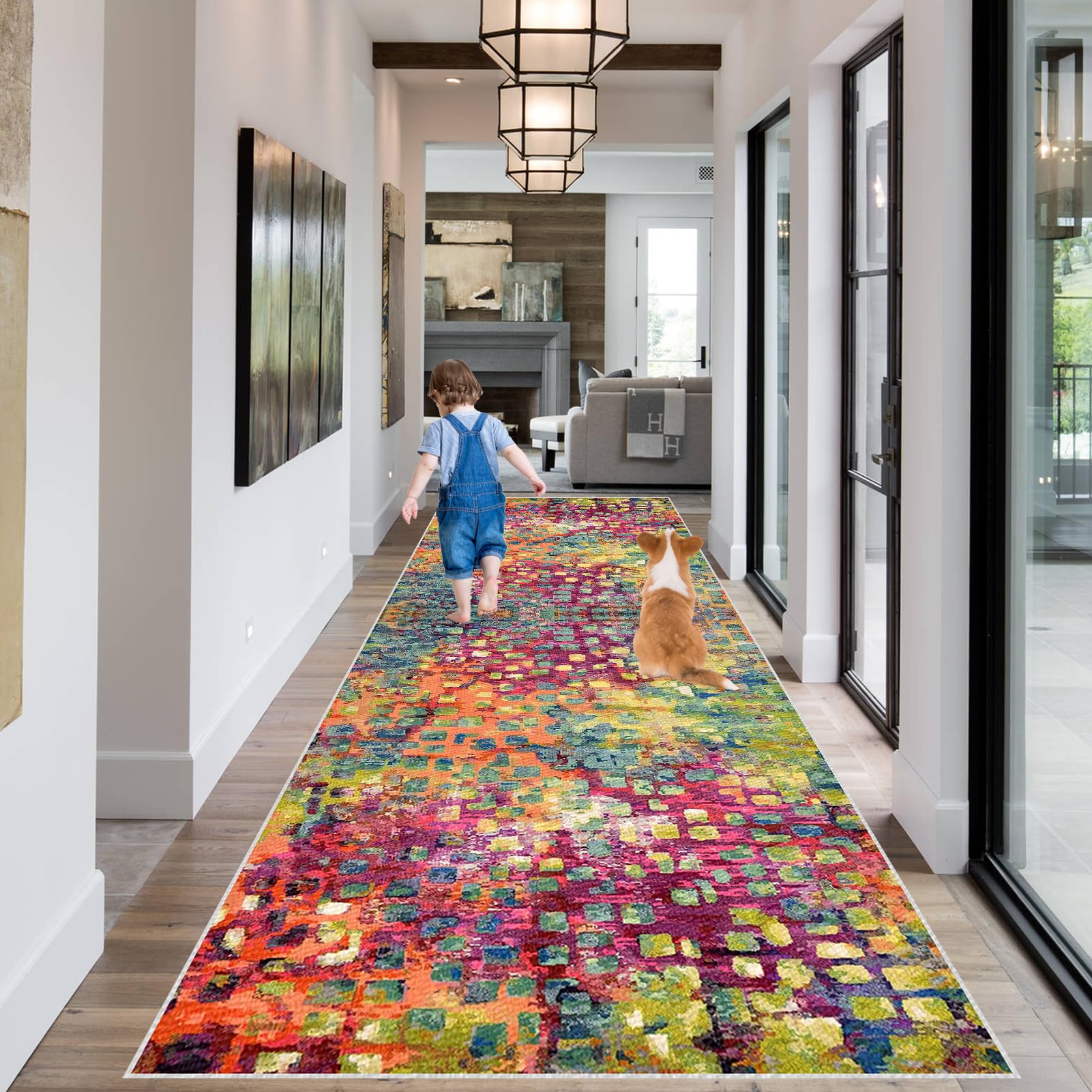 RxueSug Carpet Runners for Hallways Non Slip Carpet Runner Washable Kitchen Runner Mat Heavy Duty Runner Rugs for Hallway Absorbent Carpet Floor Mat Hallway Runner Rug Entryway Runner Rug 50 x 90 cm