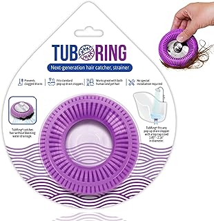 TUB RING The Ultimate Tub Drain Protector Hair Catcher/Strainer/Snare, Regular - Purple