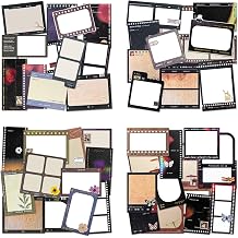Mayplous 4-Pack Filmstrip Scrapbook Paper   Vintage Decorative Kraft Paper with Retro Memo & Writable Tags, Single-Sided Thick Sheets for Card Making, Crafts, Collage & Gift Decor Classic