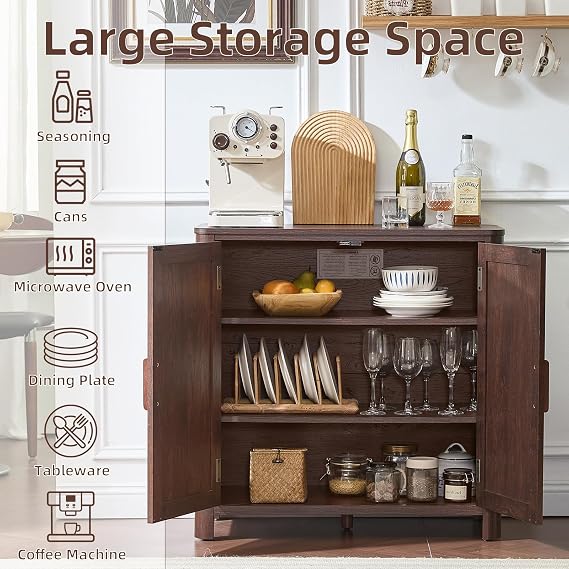 Joaxswe Sideboard Buffet Cabinet with Storage, 31.5 Arc-Shaped Credenza