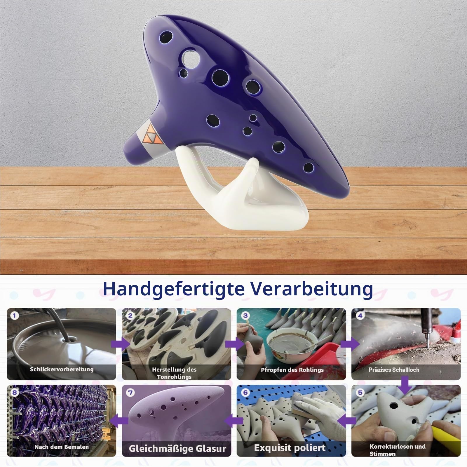 Zelda Ocarina 12 Loch Alto C mit Songbuch (Songs From the Legend of Zelda) mit Displayständer Schutztasche