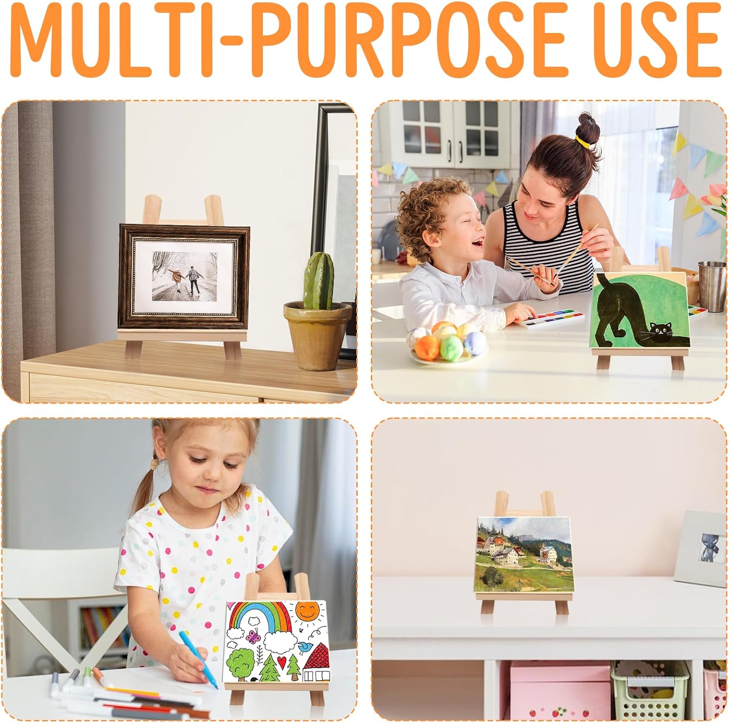 Mini Easel Stand, 2 Pcs Table Top Easel Wooden Easel Stand for Display Small Canvas Stand Desktop Holder Stand for Displaying Painting Canvas Drawing