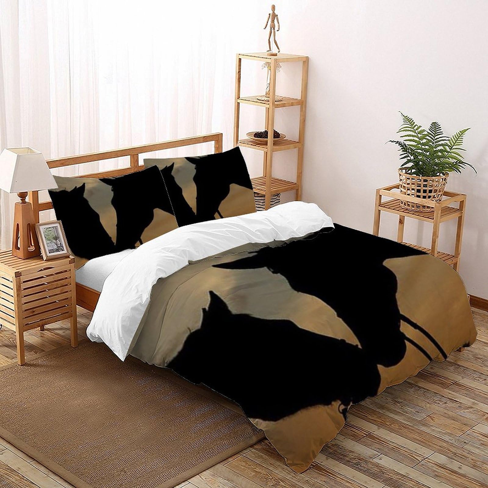 Housse de Couette Animaux Imprimé 3D Microfibre Lit Enfant King 220x240cm avec Taies