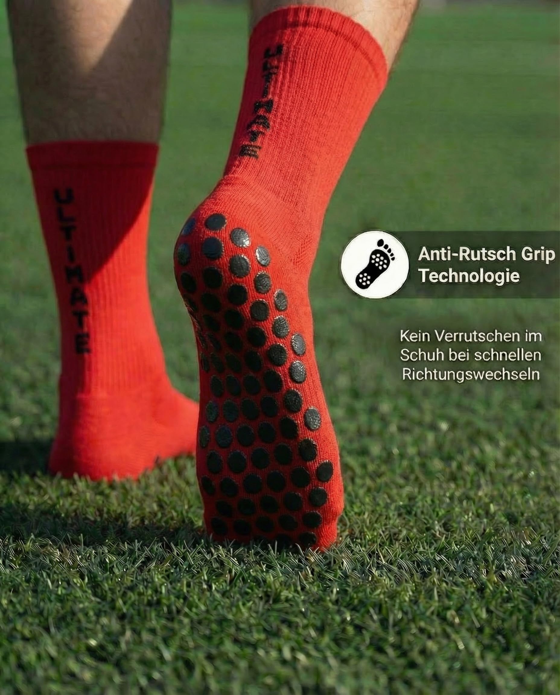 Football Socks & Grip Socks 3er Pack – Fußball-Socken Herren mit 6 Monate Anti-Loch Garantie – Antirutschsocken, rutschfeste Socken, blasenfrei & Grip Socken Fussball – Sport Socken Set