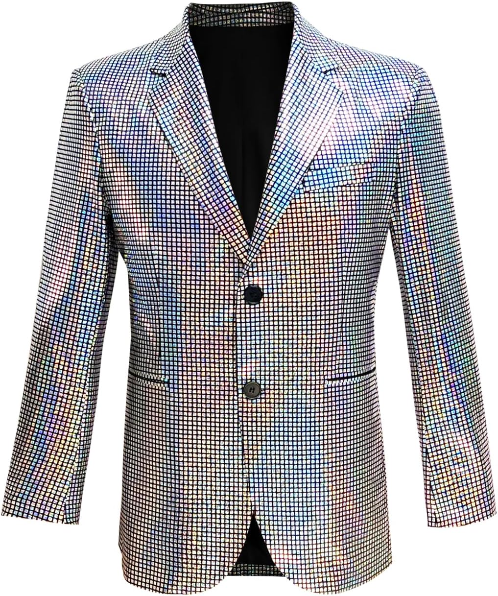 Nawgut Sequin Blazer Metallic Slim Suit 2 Piece Set Disco Prom Shiny Outfit Wedding Party Banquet Fashion Jacket Pant - Image 5