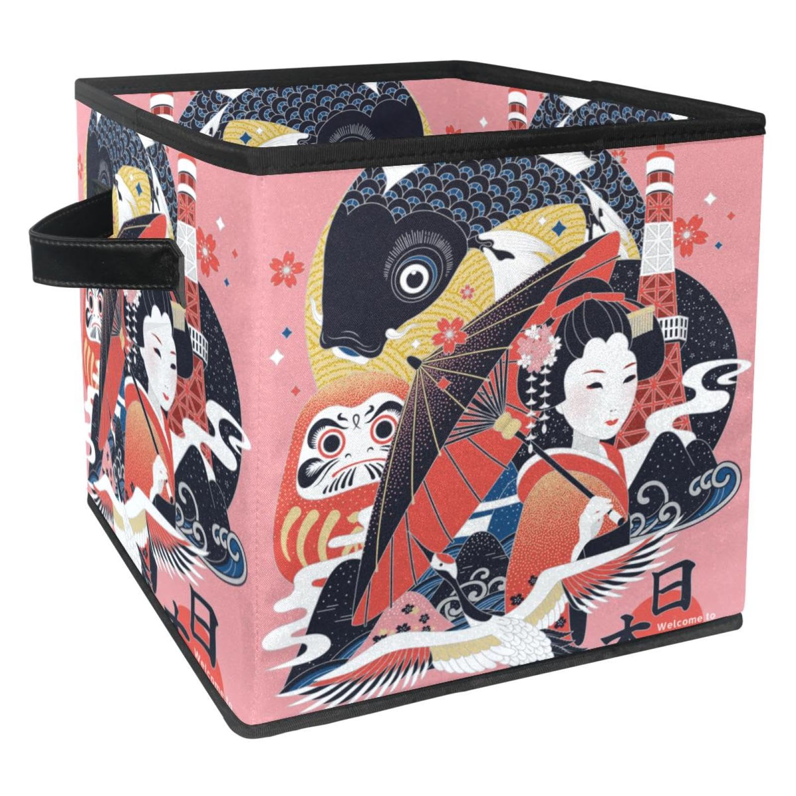 Cube organisateur pliable au motif japonais pour harmoniser la chambre