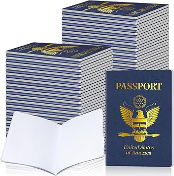 60Pcs Blank Passport Notebook Fake Passport Books for Kids Travel Journal 4 x 5.5Inch Blank Passport Notebook World Travel Pretend Activity Classroom School Projects Theme Party