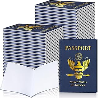 60Pcs Blank Passport Notebook Fake Passport Books for Kids Travel Journal 4 x 5.5Inch Blank Passport Notebook World Travel Pretend Activity Classroom School Projects Theme Party Favors