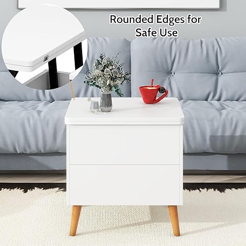 Miniatura 8 de DESIGNER97 Mesa auxiliar multifuncional moderna extensible con tapa de almacenamiento y elevación, múltiples mesas auxiliares, mesa de teléfono,