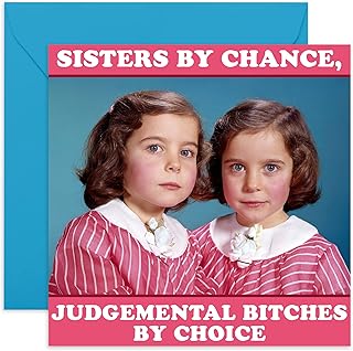 CENTRAL 23 Funny Birthday Card for Sister - 'Sisters By Chance' - Rude Birthday Card for Her - Sister Birthday Card - Best Friend Card - Comes with Fun Stickers Recyclable