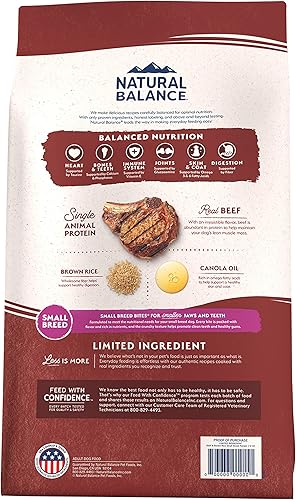 Miniatura 2 de Natural Balance Alimento seco para perros adultos de raza pequeña con ingredientes limitados, granos saludables, carne de res y arroz integral, 4