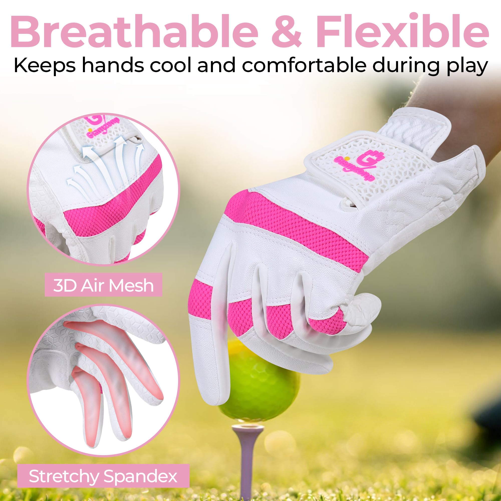 GIAMZONP Womens Golf Glove for Left or Right Hand 1 Pack, Breathable Lightweight Ladies Golf Glove with Non-Slip Grip for Women Golfers - Image 4