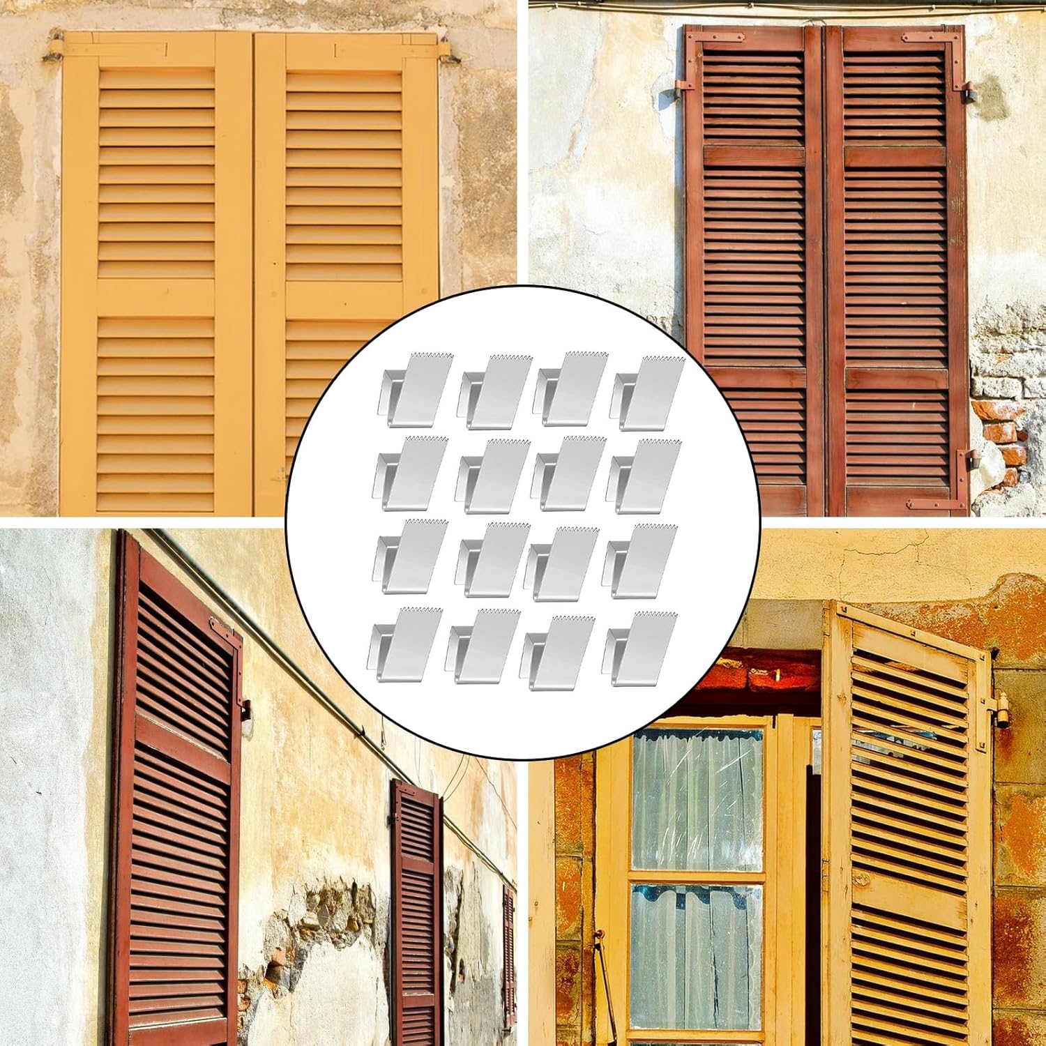 16 Pcs Hurricane Window Clips with Serrated Sections Reusable High Strength 1/2 Inch Hurricane Clips with Installation Accessories Hurricane Shutter Hardware for Hurricane Window Protection