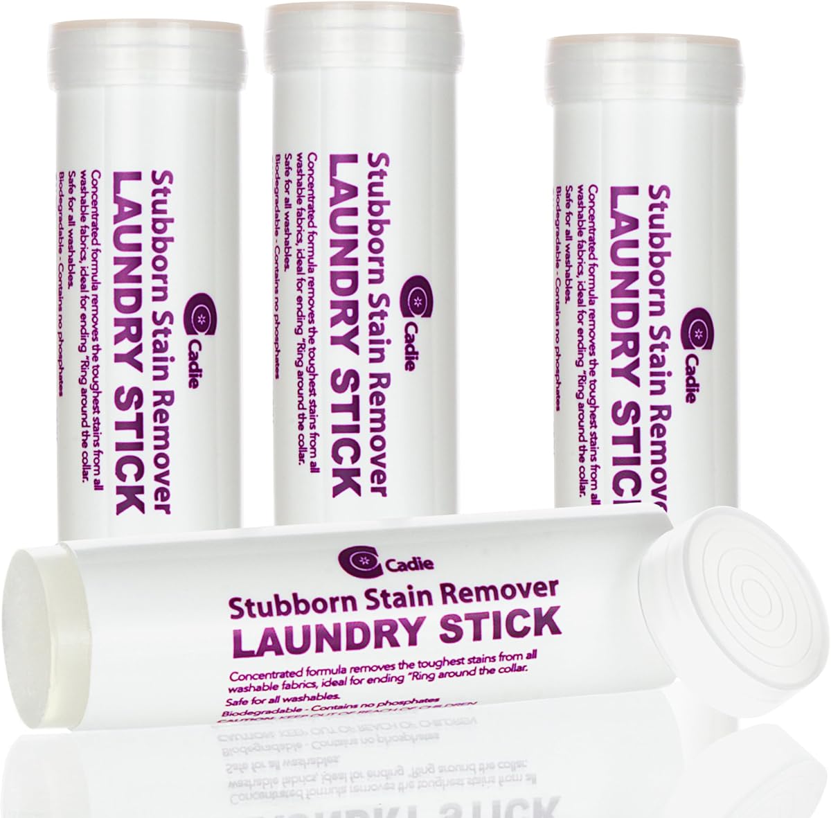 Laundry Stain Remover Stick – Pre-Wash Spot Cleaner for Clothes, Cotton, Wool & Synthetics – Removes Coffee, Wine, Oil, Ink & Food Stains – Travel-Friendly Portable Laundry Stick, 4 Pack