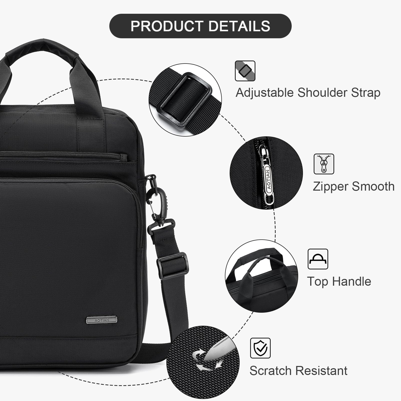 Borsello Uomo Tracolla Grande, Impermeabile Oxford Borsa Tracolla 33x28x10cm Per Laptop da 14 Pollici Casuale Borse a Spalla Uomo Con Tracolla Regolabile Per Lavoro, Viaggi, Shopping