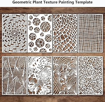 16Pcs Texure Stencils for Crafts Reusable 11x7in Stencils for Painting Wood Grains Flower Templates Mixed Media for Painting for Art for Scrapbooking, Journaling, and DIY Crafts (Pattern 1)