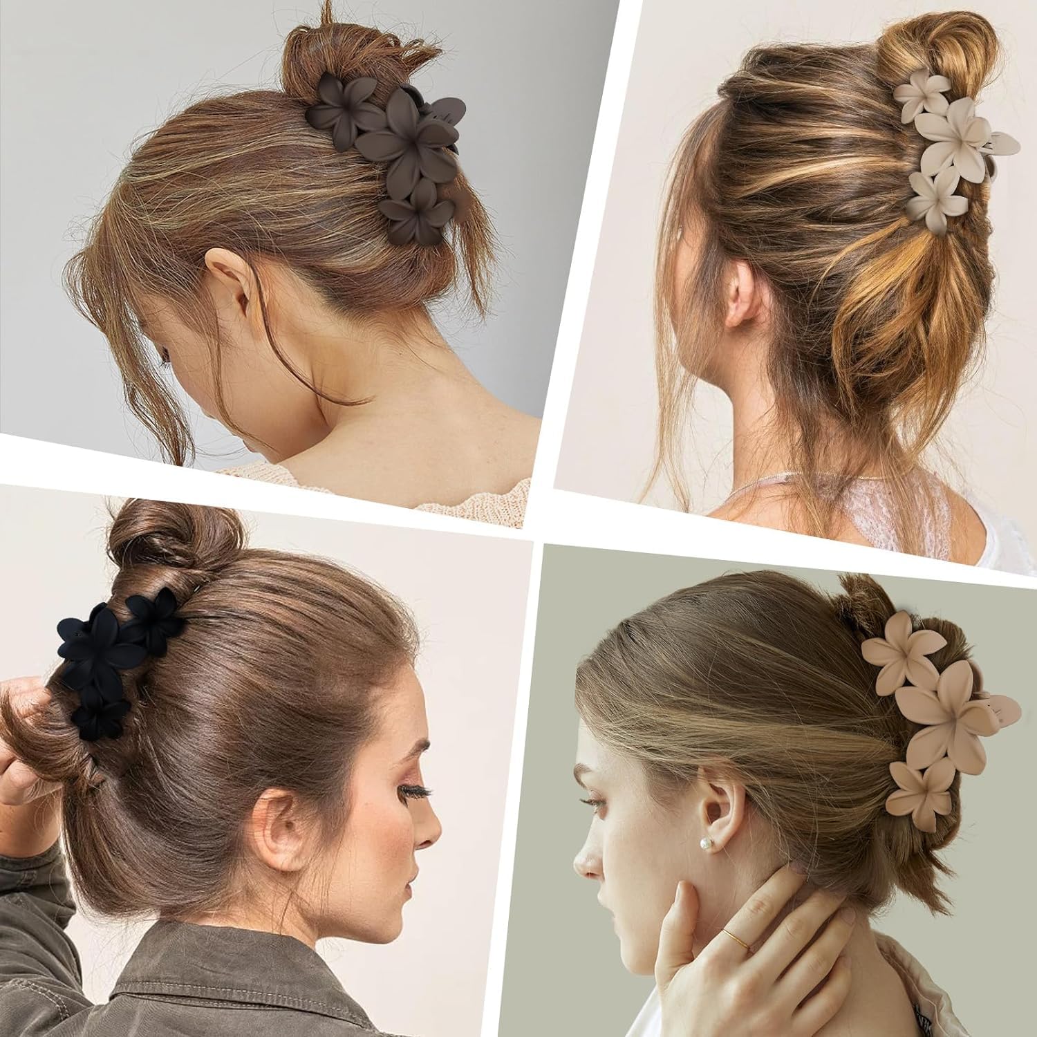 4PCS Flower Hair Claw Clips Non-Slip Matte Hair Clips for Women Cute Hawaiian Hair Flower Clip Large Plumeria Hair Clip Strong Hold - Image 4