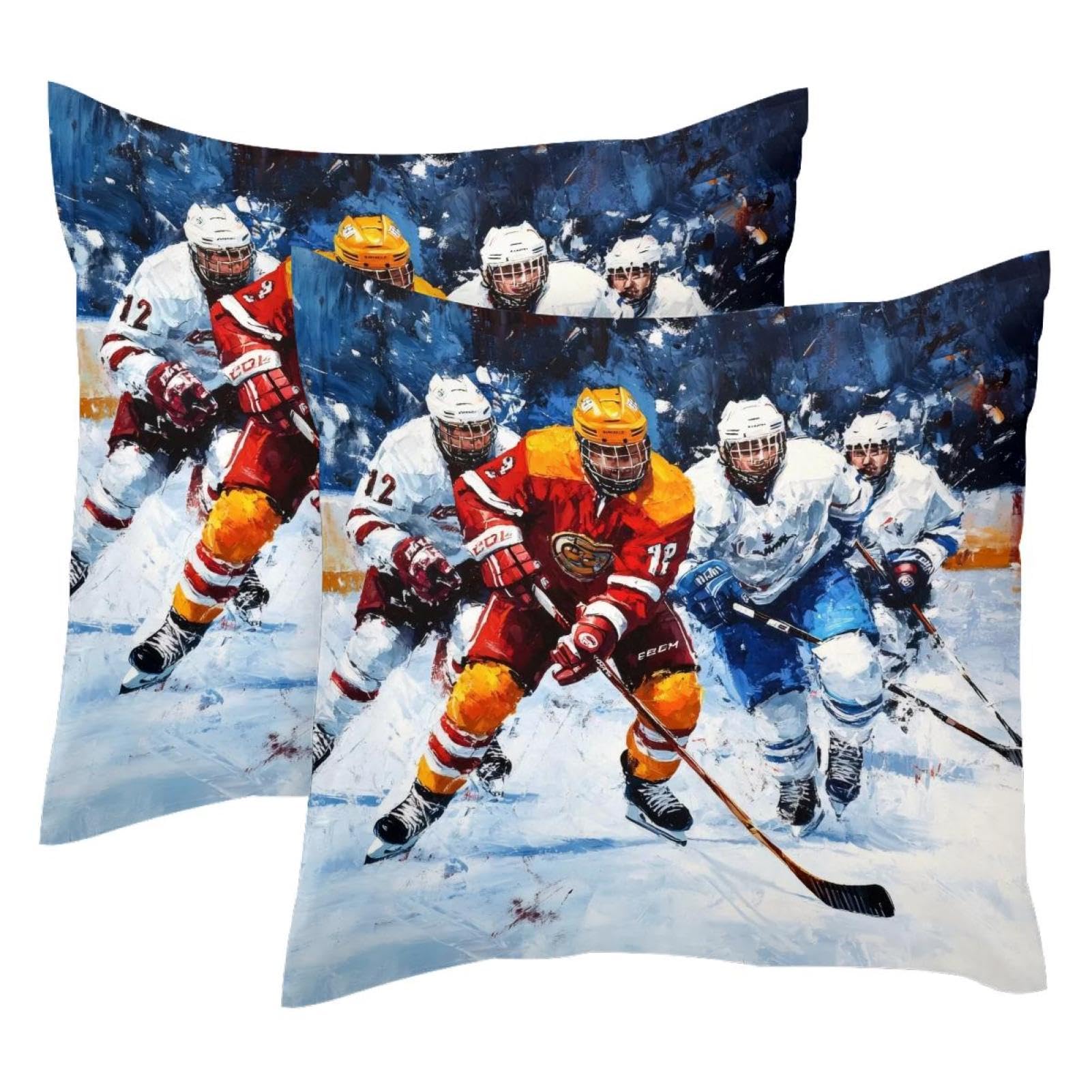 Housse coussin velours hockey 50x50 anti-pliures