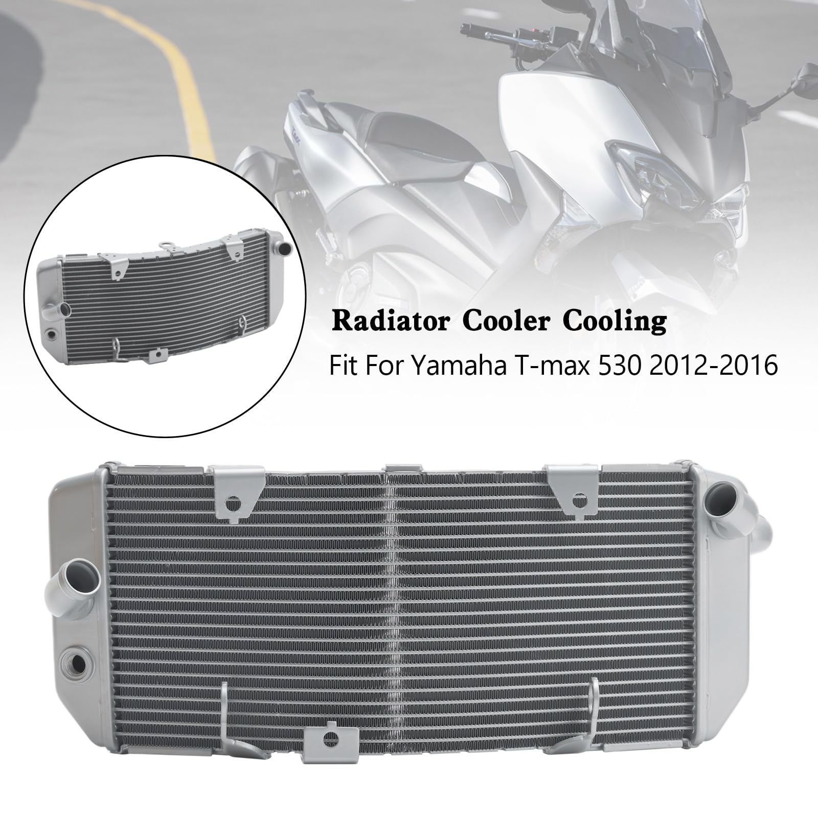 Topteng Aluminum Radiator Cooler Adatto per Yamaha TMAX530 T-Max 530 2012-2016 Silver