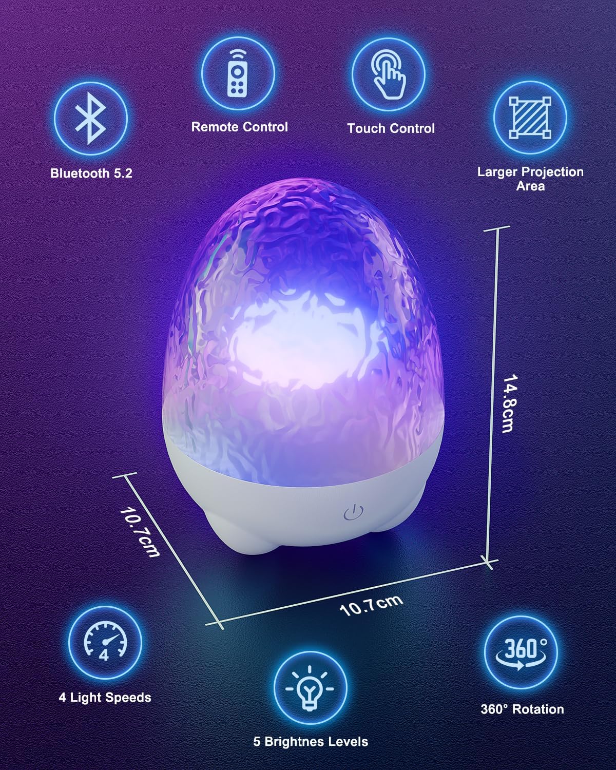 Northern Lights Projector, 17 Colors RGB Aurora Night Light with Bluetooth Speaker, Remote Control, Dimmable Ocean Wave Room Decoration Projector Led Light for Bedroom/Party/Adults/Boys &Girls Gift