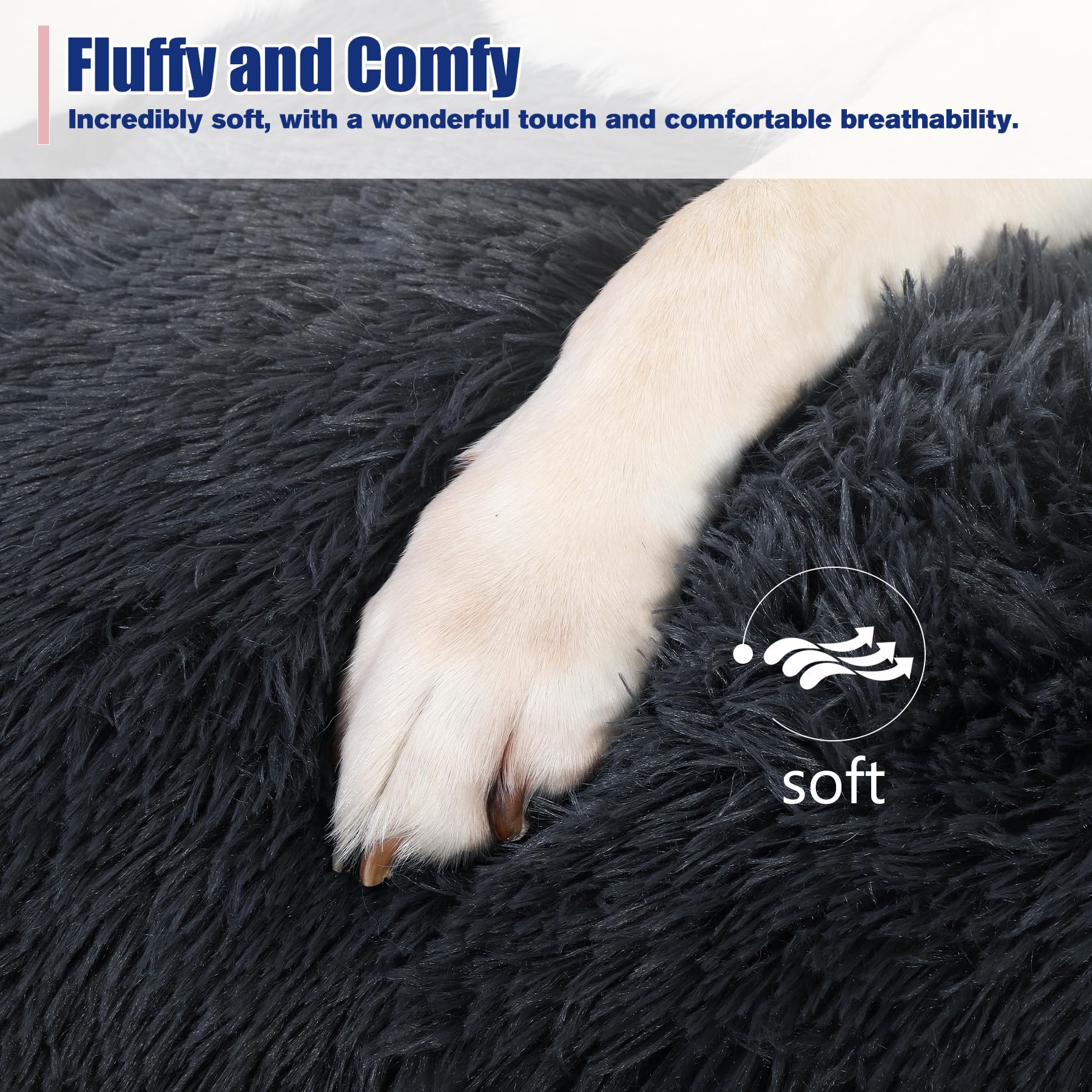 KSIIA Cuscino per Cani Taglia Grande, Cuccia Cane Interno, XXL, 122x74cm, Peluche Morbida e Soffice, Base Antiscivolo, Lettino per Cani, Lavabile in Lavatrice, Materassino Cane, Grigio scuro