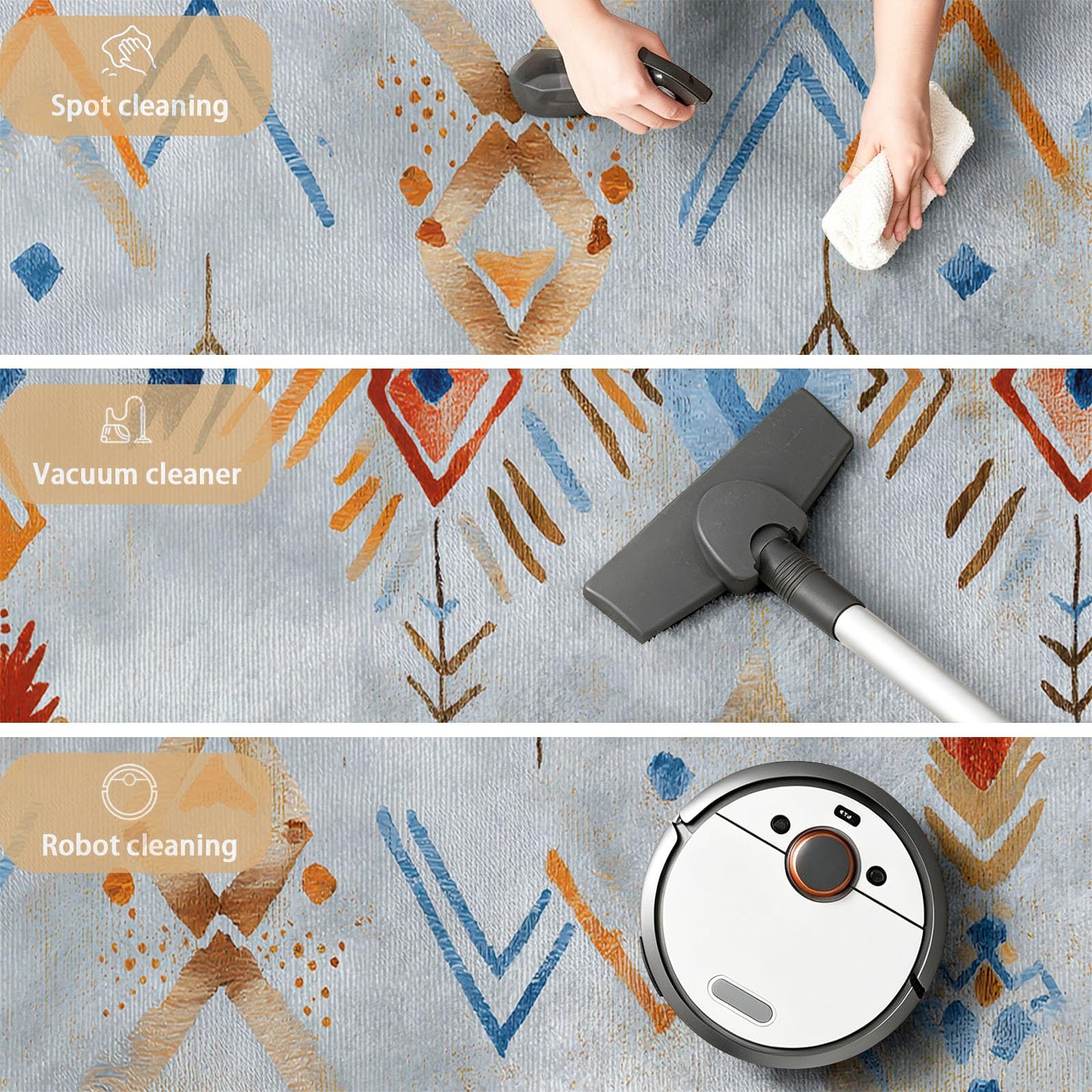 Tapis Entree Interieur 90 x 150 cm Vintage Géométrique Faible Poil Tapis Cuisine Devant Evier Antidérapant et Lavable en Machine Carpet Gris Symbole Symétrique Motif pour Entrée Couloir, Cuisine