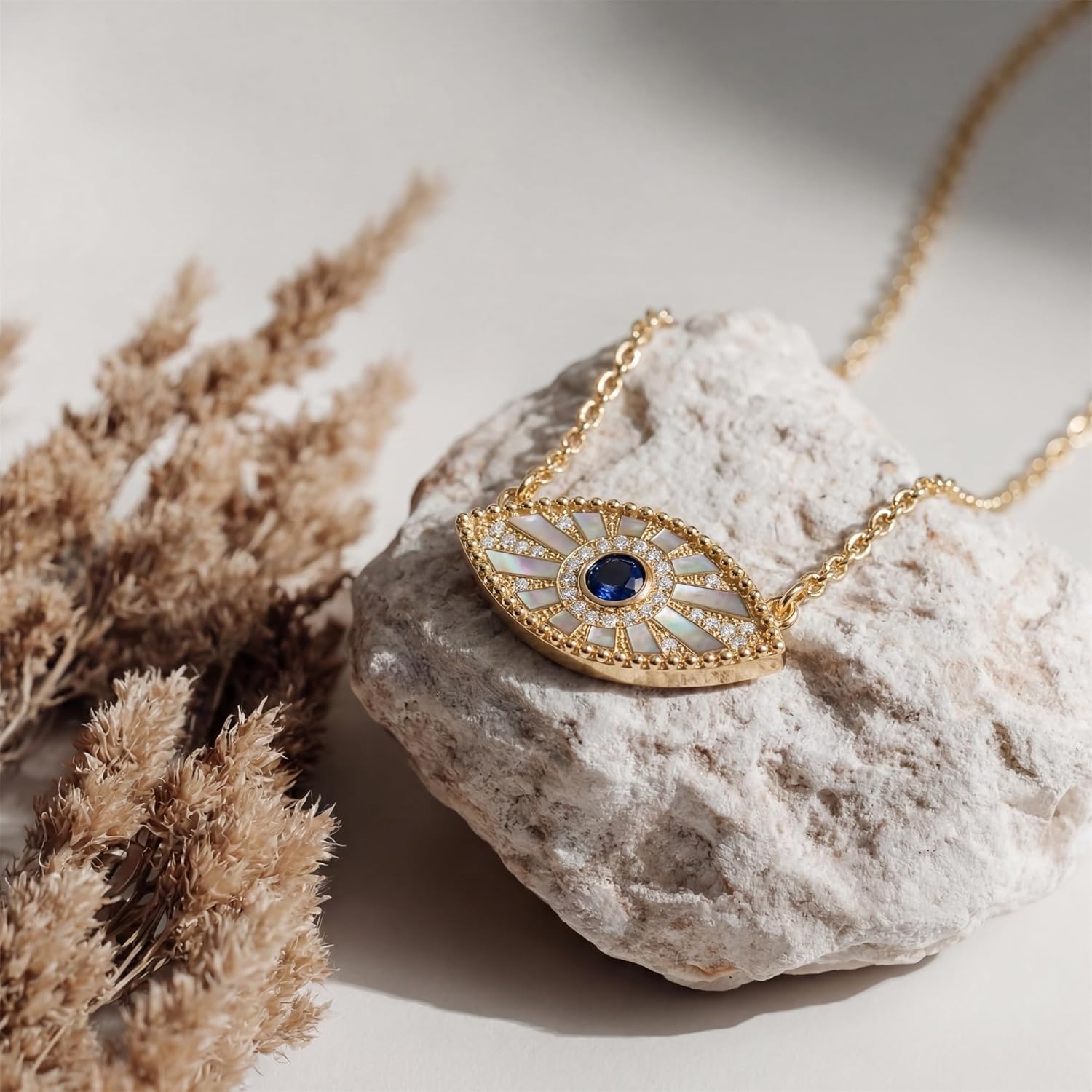 MEVECCO Gold Evil Eye Necklace for Women 18k Gold Plated Turquoise Red Ruby Zircons Evil Eye Protection Choker Charm Pendant Necklace Hypoallergenic Handmade Lucky Jewelry for Her Gifts - Image 4