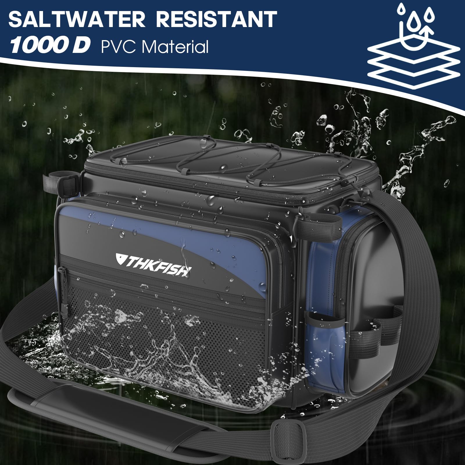 Reaction Tackle Saltwater Resistant Fishing Tackle Bag/Organizer - Blue, Shoulder Strap (Trays Not Included) 11 thumbnail image