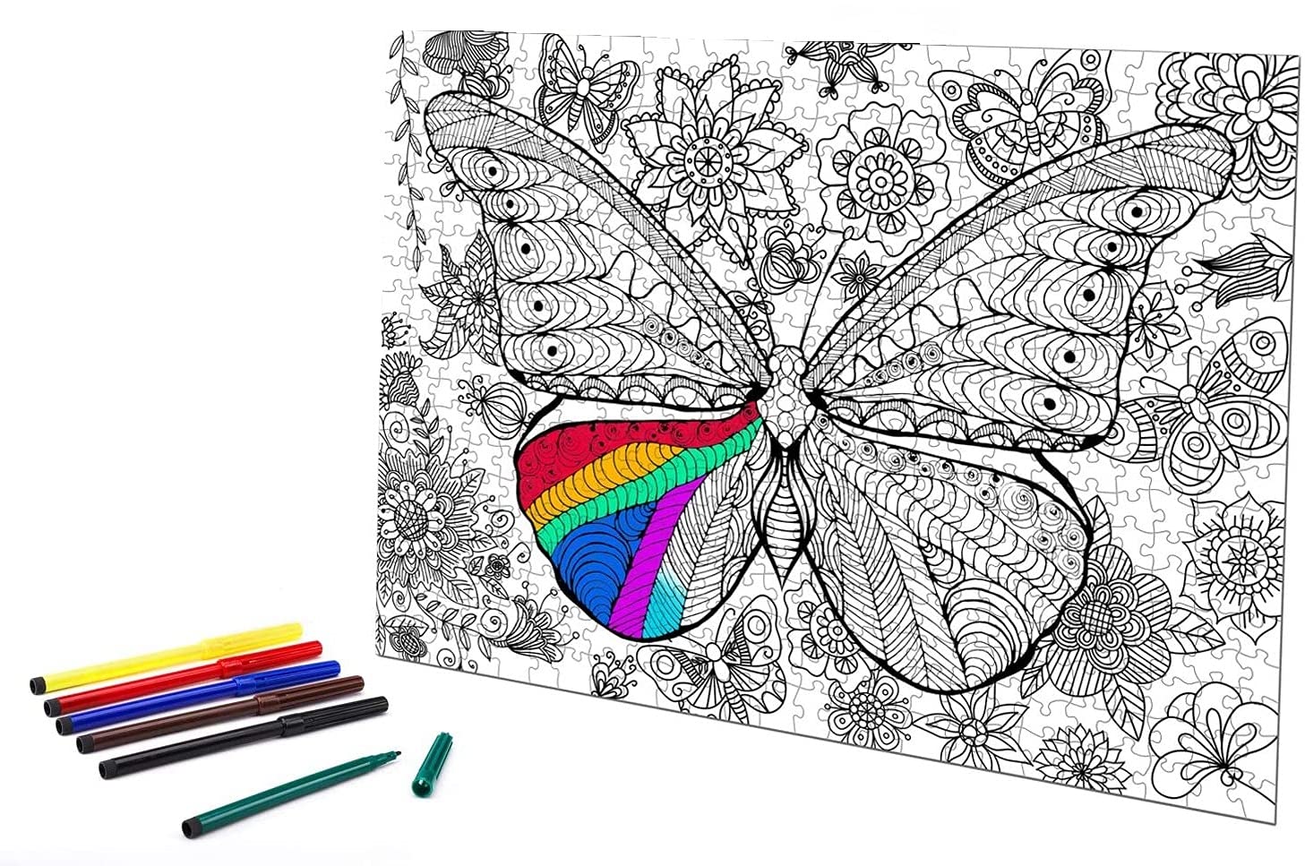 Jigsaw Puzzle | Butterfly | DIY Coloring Jigsaw Puzzle with Color Pen Set | for Kids/Adults | 500 Pieces - Image 2