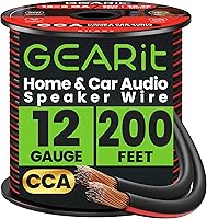 Vista 11 de GEARit Cable de altavoz de calibre 12, cable de altavoz de 20 pies para audio de automóvil, cine en casa, CCA (negro)