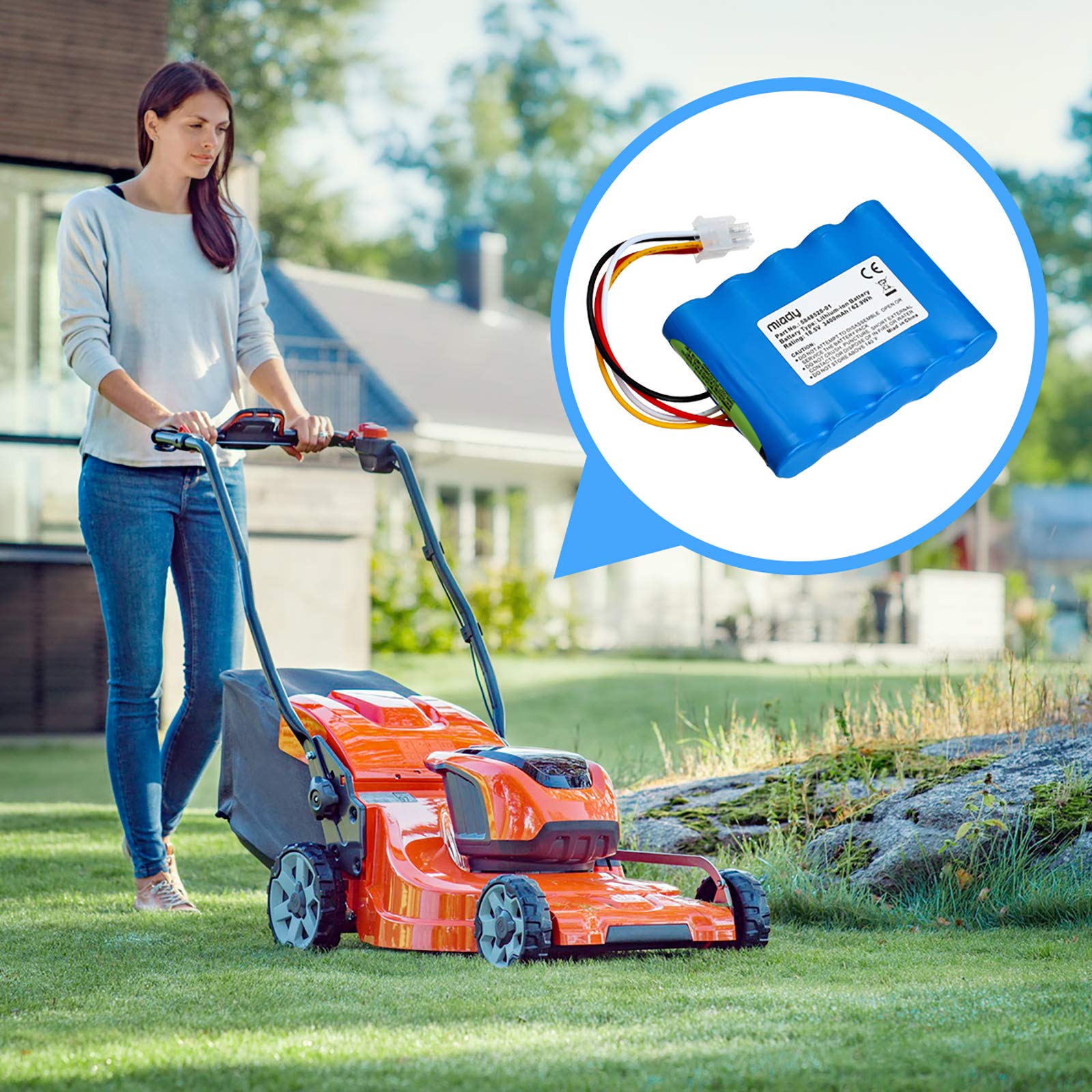 Miady Batterie (3400mAh 18.5V) Compatible avec Gardena Sileno R100Li, R130Li, R160Li/Husqvarna Automower 310 Modell (2015,2016,2017,2018) 315 Modell (2015,2016,2017,2018)