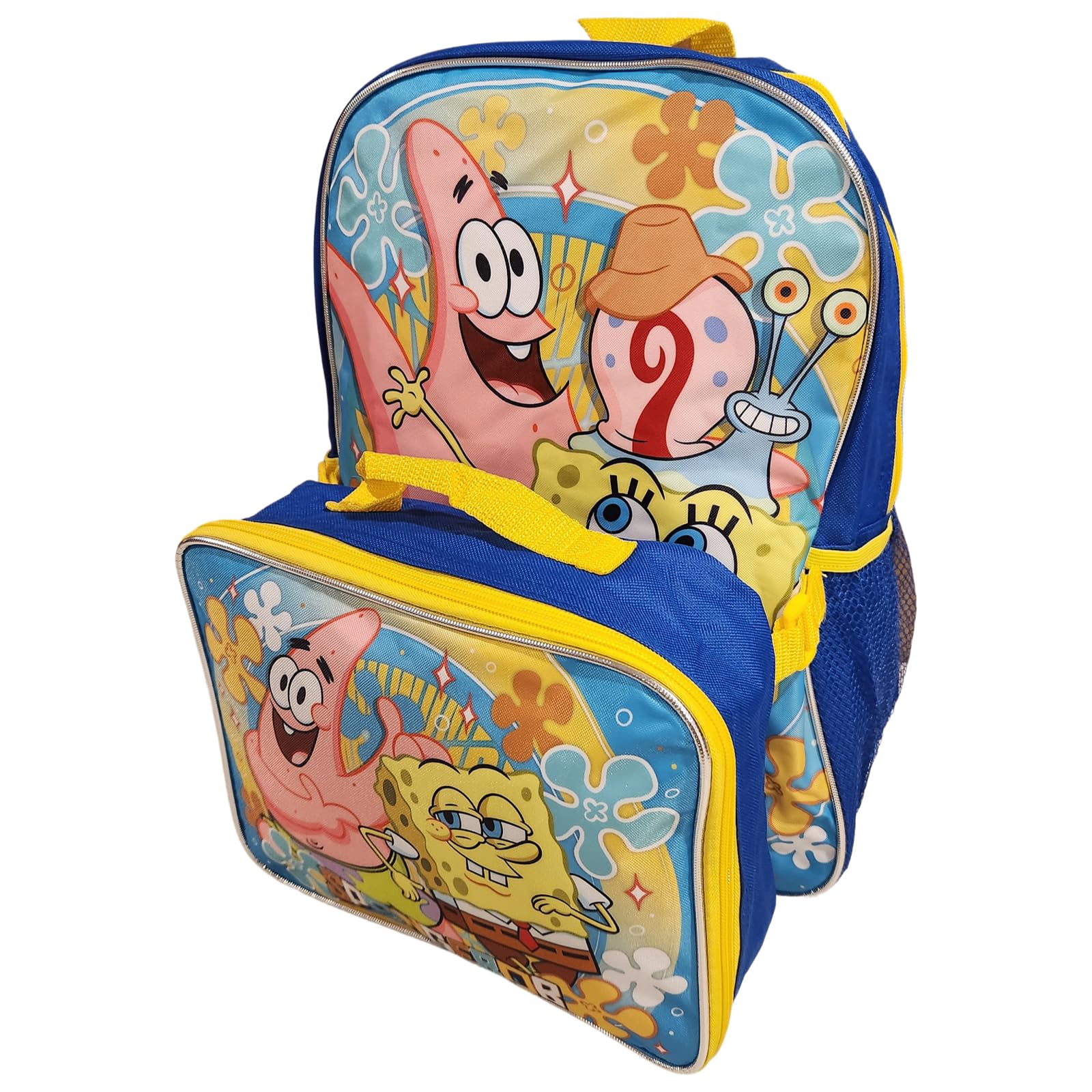 Ruz Group Kid's Licensed 16 Inch Backpack With Removable Lunch Box Set (Sponge Bob)