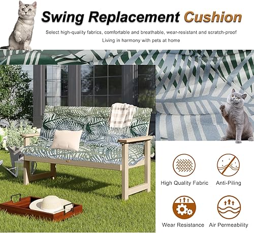 Miniatura 11 de Cojín de repuesto para columpio de 2-3 asientos, cojines de banco para exteriores con respaldo grueso de 4 pulgadas, muebles de patio, jardín, Flor