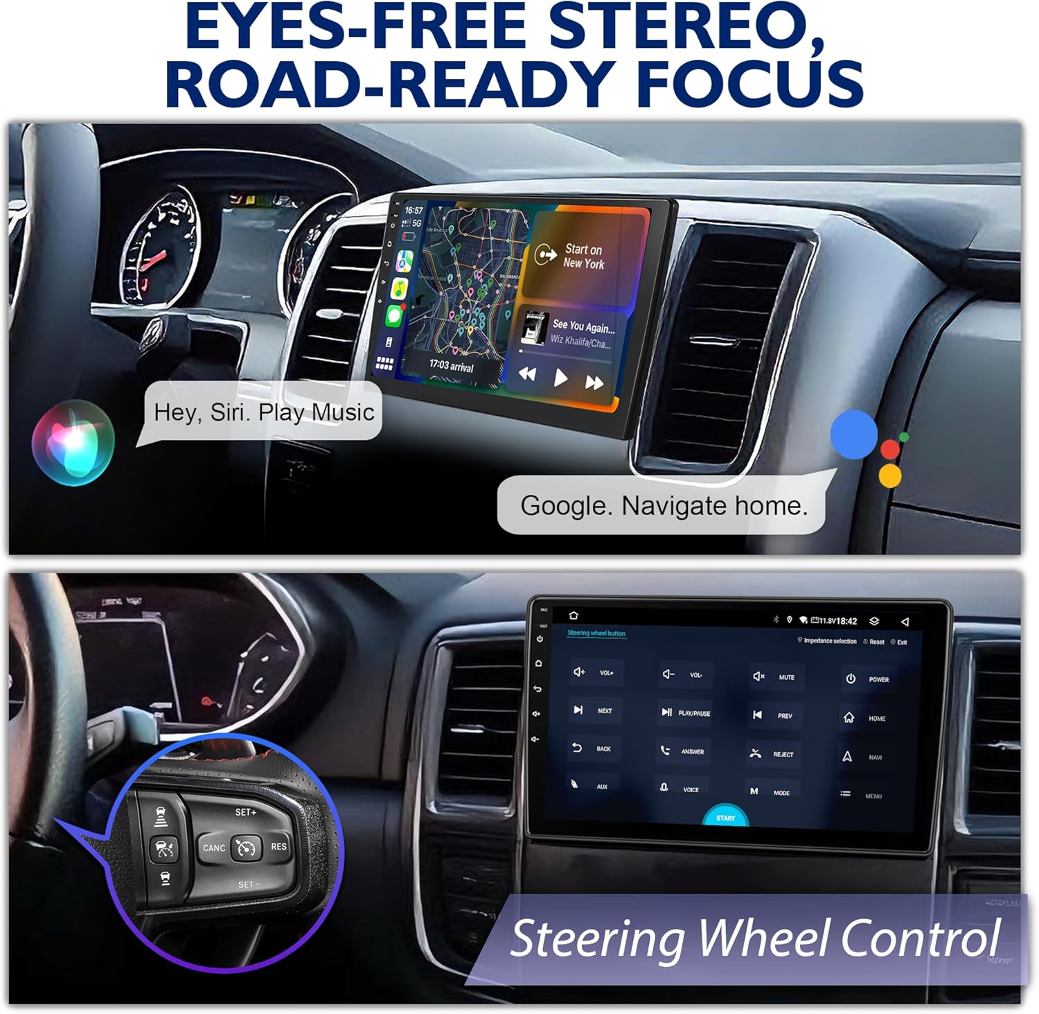 8 Core 6+64G Car Radio for Honda Civic 2016 2017 2018 2019 2020 2021 with Wireless CarPlay Android Auto, 9" Ultra-HD Touchscreen Upgraded Civic 2016-2021 Stereo with SWC, AM/FM/RDS, 1080P Camera