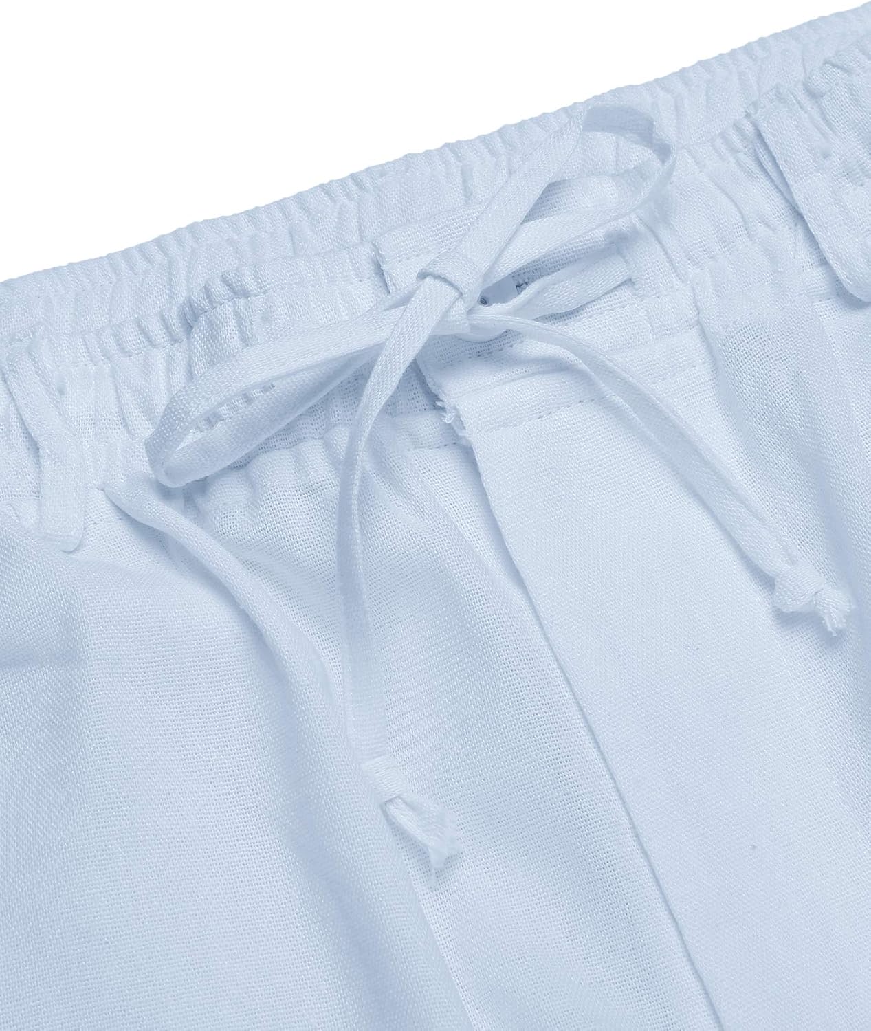 COOFANDY Men's Linen Pants Casual Elastic Waist Drawstring Beach Trousers 3X-Large Sky Blue