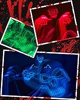 Vista 7 de Sumind Máscara LED de Halloween, esqueleto LED aterrador, hacker de purga que brilla en la oscuridad, para fiesta de disfraces de Halloween (azul)