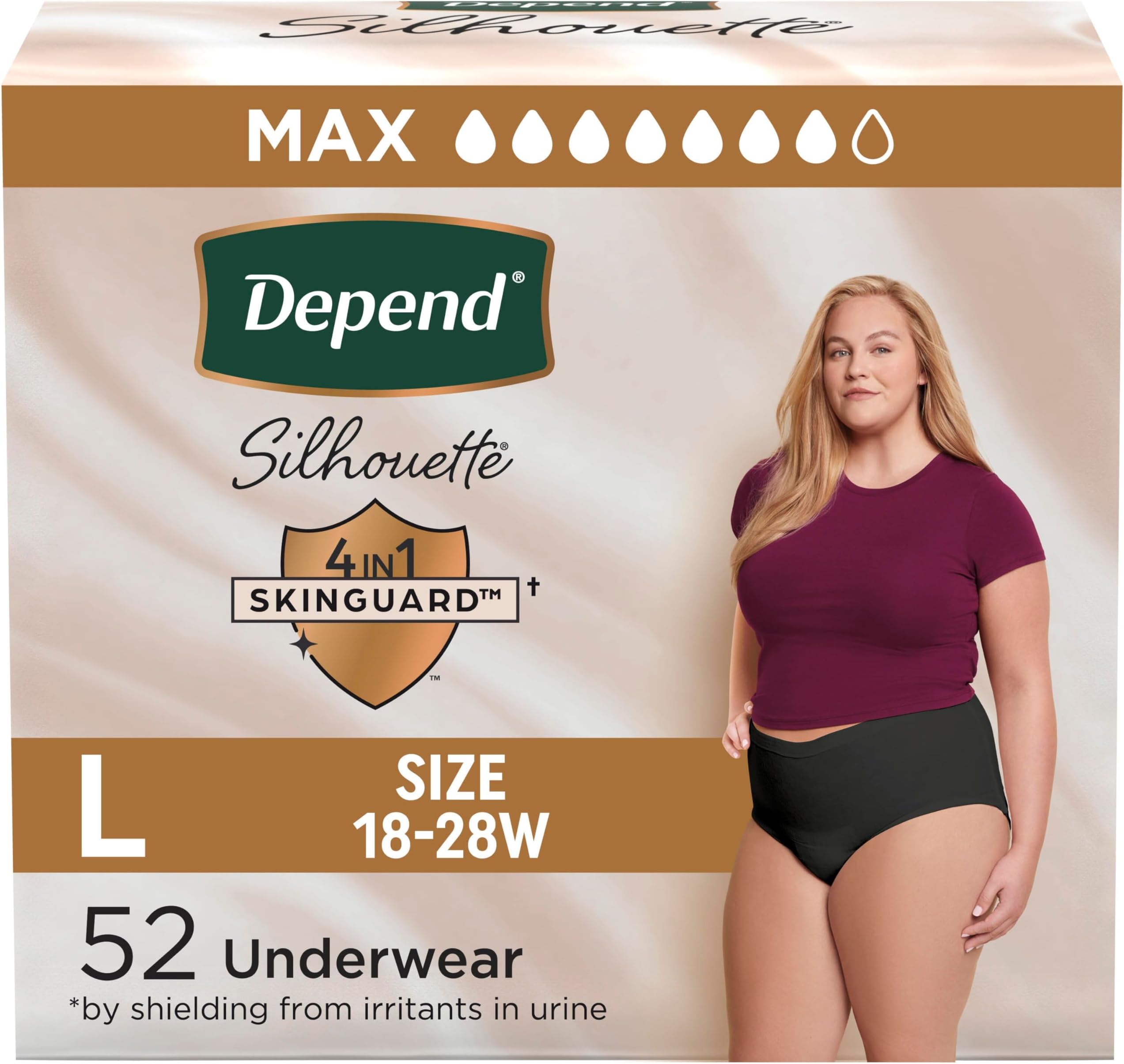 Depend Silhouette Adult Incontinence & Postpartum Bladder Leak Underwear for Women, Maximum Absorbency