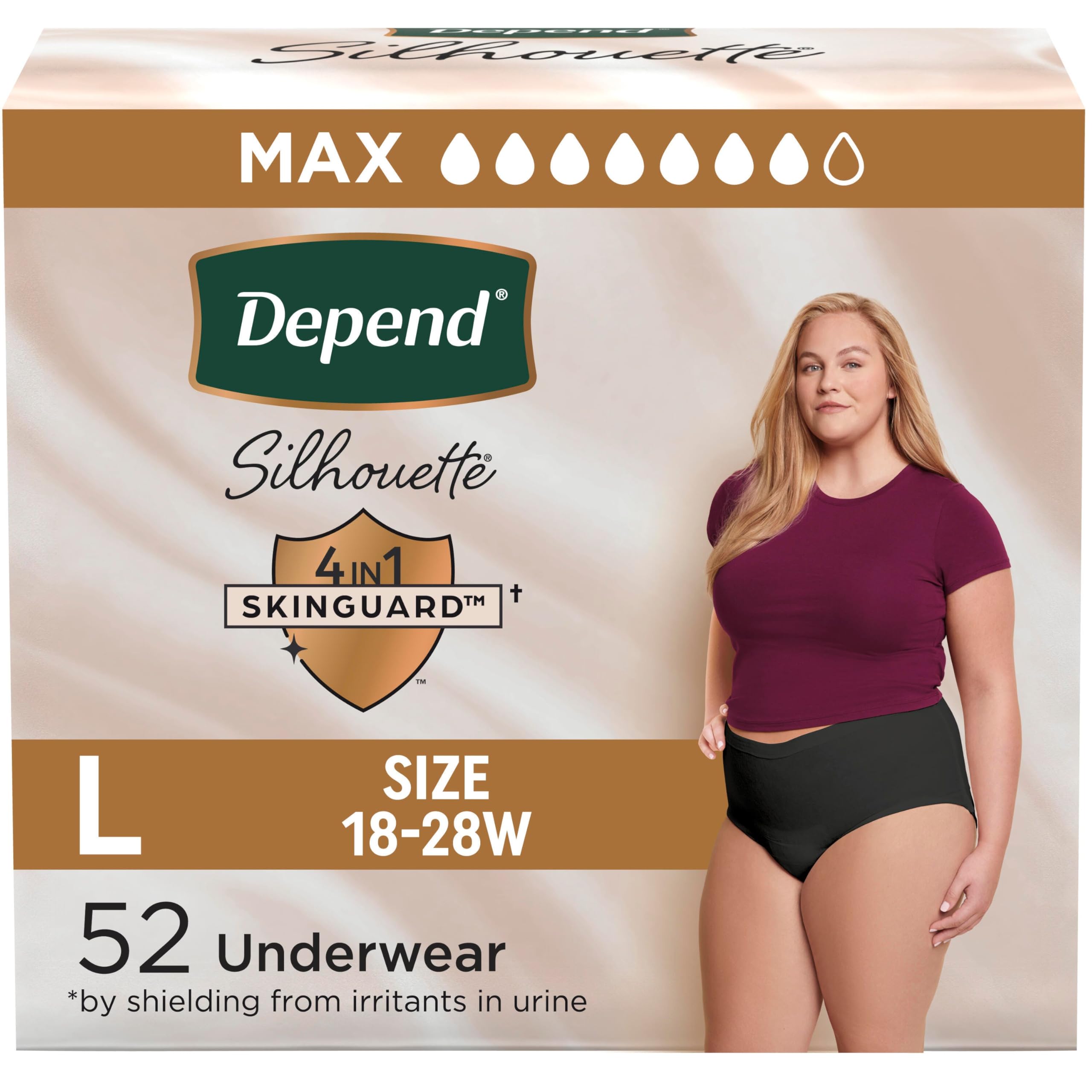 Depend Silhouette Adult Incontinence & Postpartum Bladder Leak Underwear for Women, Maximum Absorbency