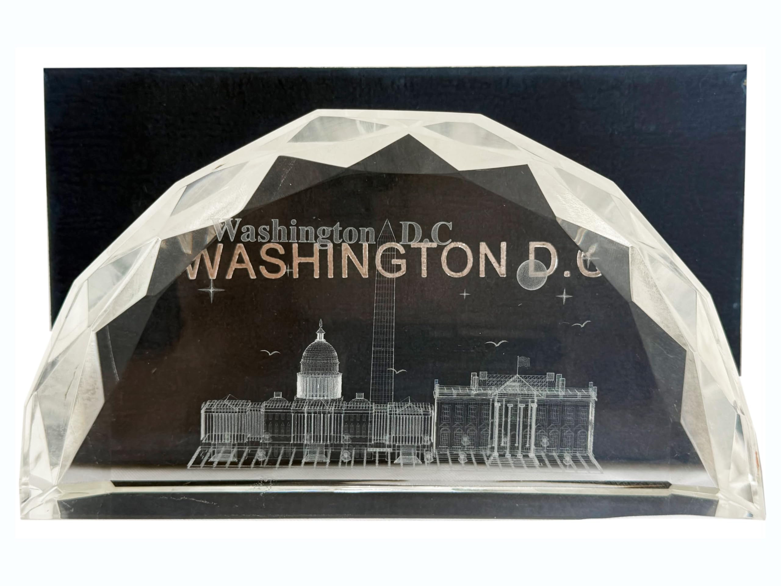 Fermacarte di lusso in cristallo Washington D.C. - Grande | iconici monumenti DC e skyline del paesaggio urbano | Elegante souvenir e decorazione per scrivania da ufficio
